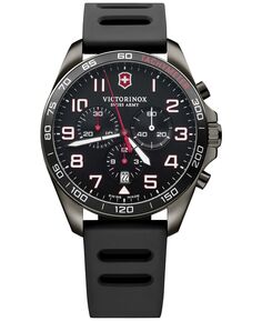 Швейцарские армейские мужские часы с хронографом FieldForce Sport, черный каучуковый ремешок, 42 мм Victorinox