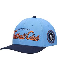 Мужская голубая эластичная бейсболка New York City FC Team Script 2.0 Mitchell &amp; Ness