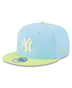Мужская голубая, неоново-зеленая бейсболка New York Yankees Spring Basic двухцветная кепка Snapback 9FIFTY New Era