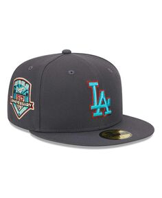 Мужская графитовая приталенная шляпа Los Angeles Dodgers с принтом 59FIFTY New Era