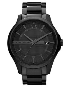 Часы, мужской браслет из нержавеющей стали с черным ионным покрытием, 46 мм AX2104 Armani Exchange