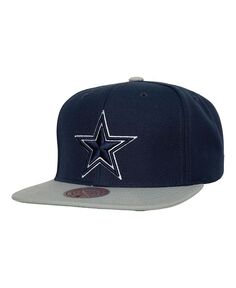 Мужская двухцветная бейсболка Snapback темно-синего и серебристого цвета Dallas Cowboys Team Mitchell &amp; Ness