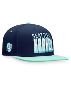 Мужская двухцветная бейсболка Snapback темно-синего цвета с фирменным логотипом Seattle Kraken Heritage Retro Fanatics