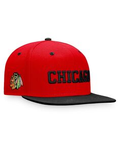 Мужская двухцветная бейсболка с логотипом Chicago Blackhawks Heritage City красно-черного цвета Fanatics