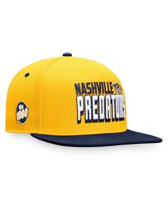 Мужская двухцветная бейсболка Snapback в стиле ретро с логотипом золотого и темно-синего цвета Nashville Predators Heritage Fanatics
