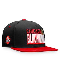 Мужская двухцветная бейсболка с логотипом черного и красного цвета в стиле ретро Chicago Blackhawks Heritage Fanatics