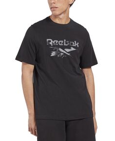 Мужская цельнохлопковая футболка с камуфляжным логотипом Reebok