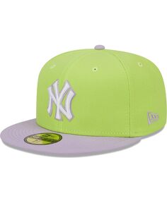 Мужская двухцветная неоново-зеленая, лавандовая шляпа New York Yankees Spring Color 59FIFTY New Era