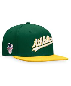 Мужская двухцветная приталенная шляпа Oakland Athletics Fundamental зеленого и золотого цвета с логотипом Fanatics