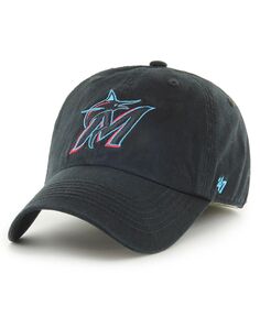 Черная мужская приталенная шляпа с логотипом Miami Marlins Franchise &apos;47 Brand