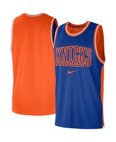 Мужская синяя и оранжевая сетчатая майка New York Knicks Courtside Versus Force Split DNA Performance Nike