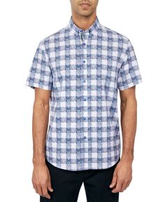 Мужская рубашка на пуговицах обычного кроя без утюга с цветочным принтом и принтом в клетку Society of Threads