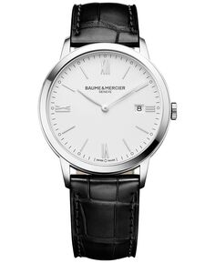 Мужские часы Swiss Classima с черным кожаным ремешком 40 мм M0A10323 Baume &amp; Mercier