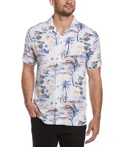 Мужская рубашка на пуговицах с фактурным тропическим принтом фламинго, большая и высокая Cubavera