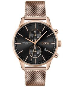Мужские часы с хронографом Associate Carnation, золотистые, из нержавеющей стали, с сетчатым браслетом, 42 мм BOSS
