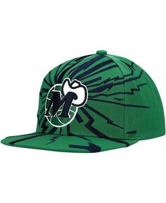 Мужская зеленая кепка Dallas Mavericks Hardwood Classics Earthquake Snapback Mitchell &amp; Ness