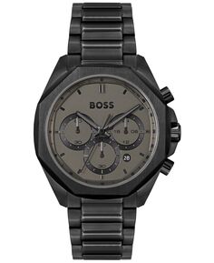 Мужские часы Cloud Quartz Chronograph с ионным покрытием, черные стальные часы, 43 мм BOSS