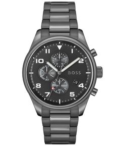Мужские часы View с серым стальным браслетом с ионным покрытием, 44 мм BOSS