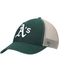 Мужская зеленая натуральная кепка Oakland Athletics Flagship MVP Trucker Snapback &apos;47 Brand