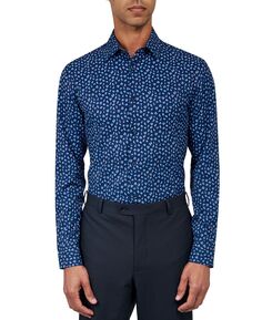 Мужская классическая рубашка приталенного кроя с цветочным принтом и комфортным охлаждением ConStruct