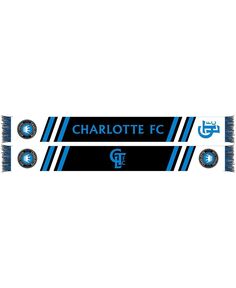 Мужской и женский черный вязаный шарф в полоску Charlotte FC среднего размера Ruffneck Scarves