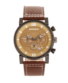 Кварцевые часы Ryker Camel Face с хронографом из натуральной коричневой кожи, 45 мм Breed