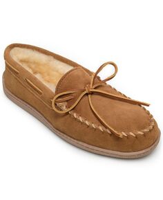 Мужские тапочки-мокасины из овчины на жесткой подошве Minnetonka