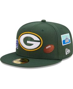 Мужская зеленая приталенная шляпа Green Bay Packers Team Local 59FIFTY New Era