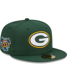 Мужская зеленая приталенная шляпа Green Bay Packers Patch Up Super Bowl XXXI 59FIFTY New Era