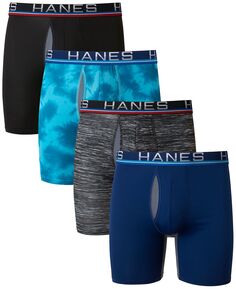 Мужские 4 шт. Ultimate Sport с сумкой X-Temp Total Support Pouch Удлиненные боксеры для ног Hanes