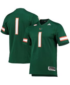 Мужская зеленая футбольная майка #1 Miami Hurricanes Team Premier adidas