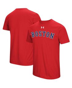 Мужская красная футболка Boston Red Sox Passion Road Team Font Under Armour