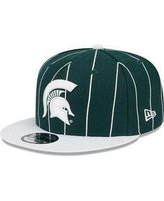 Мужская зелено-белая шляпа Snapback в винтажном стиле Michigan State Spartans 9FIFTY New Era