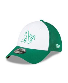 Мужская зелено-белая кепка Oakland Athletics 2023 для тренировок на поле 39THIRTY Flex Hat New Era