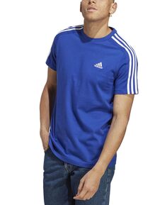 Мужская футболка Essentials с 3 полосками, стандартного кроя и графическим рисунком с логотипом, стандартная, большая и высокая adidas