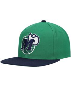 Мужская зелено-темно-синяя шляпа Snapback Dallas Mavericks Hardwood Classics Team Two-Tone 2.0 Snapback Mitchell &amp; Ness