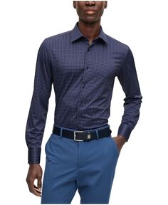 Мужская рубашка узкого кроя с принтом «гусиные лапки» Hugo Boss