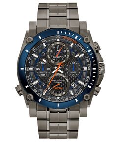 Мужские часы с хронографом Precisionist, серые часы-браслет из нержавеющей стали, 46,5 мм Bulova