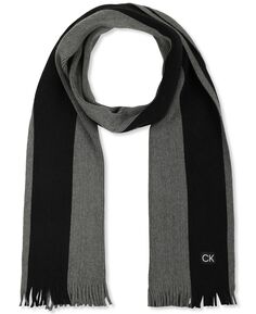 Мужской шарф с логотипом и толстыми шерстяными полосками по бокам Calvin Klein
