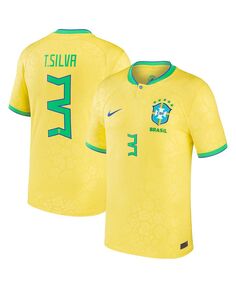Мужская желтая домашняя майка Тьяго Силвы сборной Бразилии 2022/23 Nike