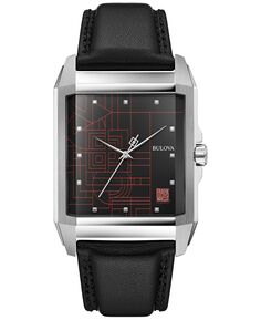 Мужские часы Frank Lloyd Wright \&quot;December Gifts\&quot; с черным кожаным ремешком, 35 ​​мм Bulova