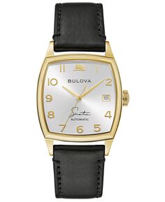 Мужские часы Frank Sinatra с автоматическим черным кожаным ремешком 45x33,5 мм Bulova