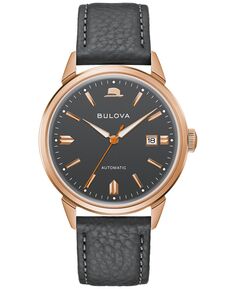 Мужские часы Frank Sinatra Summer Wind с автоматическим серым кожаным ремешком, 40 мм Bulova