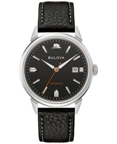 Мужские часы Frank Sinatra Summer Wind с автоматическим черным кожаным ремешком, 40 мм Bulova