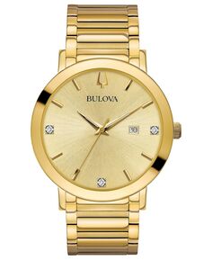 Мужские часы Futuro Diamond Dress с бриллиантовым акцентом и золотистым браслетом из нержавеющей стали, 42 мм Bulova