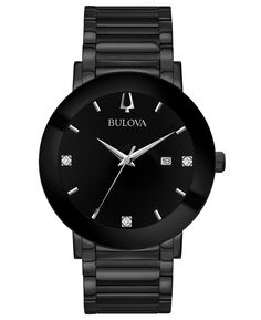 Мужские часы Futuro с черным браслетом из нержавеющей стали с бриллиантами, 42 мм Bulova
