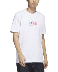 Мужская футболка с круглым вырезом и рисунком американского флага с короткими рукавами adidas
