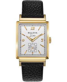 Мужские часы Frank Sinatra My Way с черным кожаным ремешком, 29,5 x 47 мм Bulova