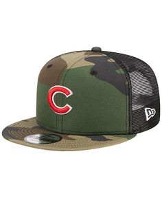 Мужская камуфляжная кепка Chicago Cubs Woodland Camo Trucker 9FIFTY Snapback New Era