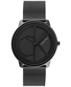 Черные часы-браслет из нержавеющей стали с сеткой 40 мм Calvin Klein